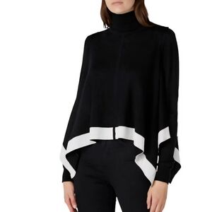 TOME Black Wool Turtleneck Sweater Size S/M Handkerchief Hem Merino